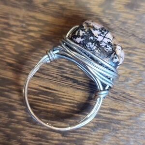 Wire Wrapped Natural Stone Ring, Size 8
